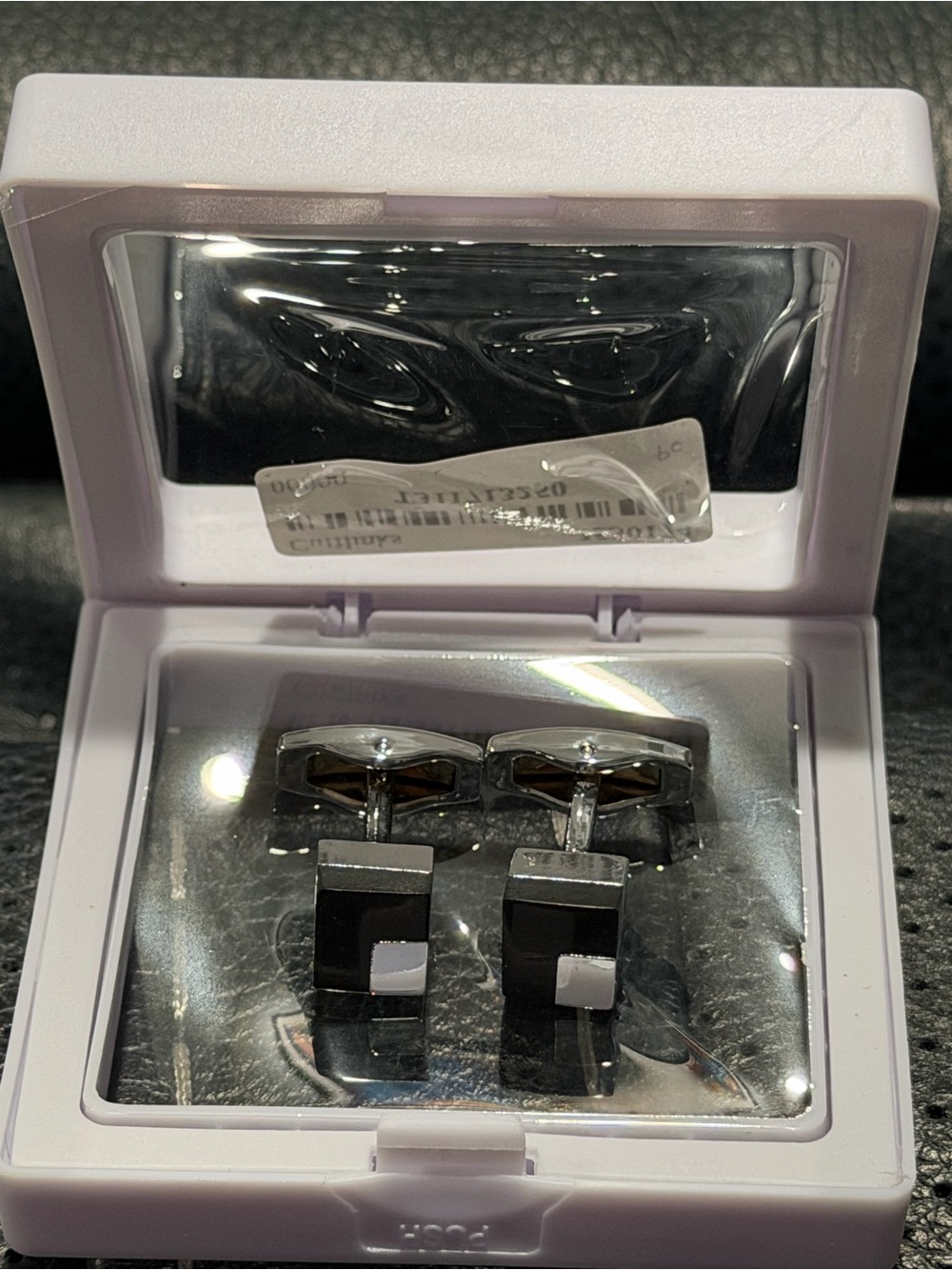 Polished Black and Silver Square Cufflinks